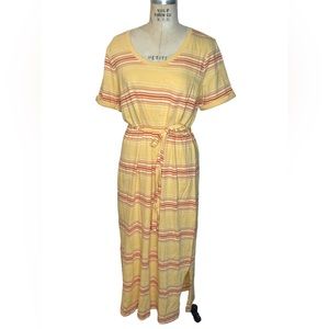 C&C California L yellow striped tee shirt dress